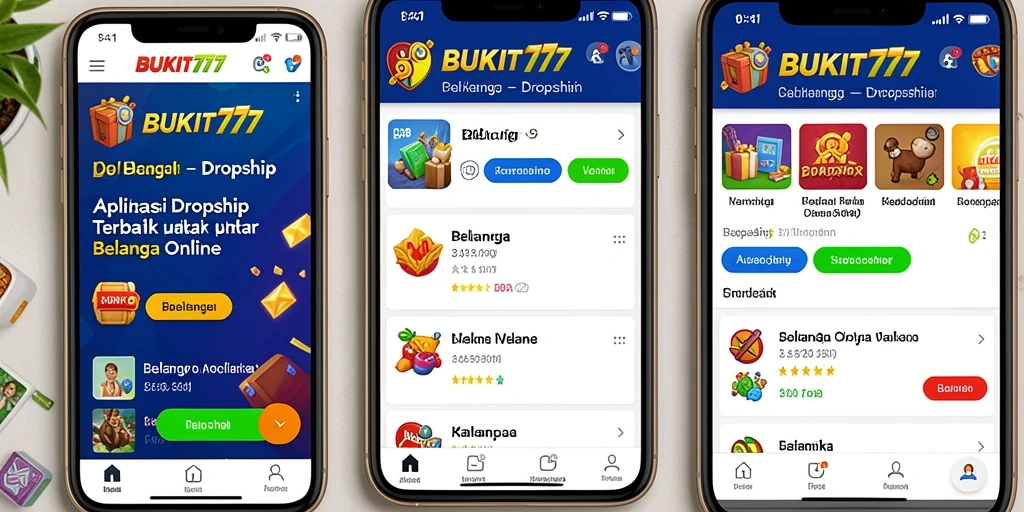 Antarmuka aplikasi BUKIT777 yang sederhana dan intuitif untuk belanja Dropship.