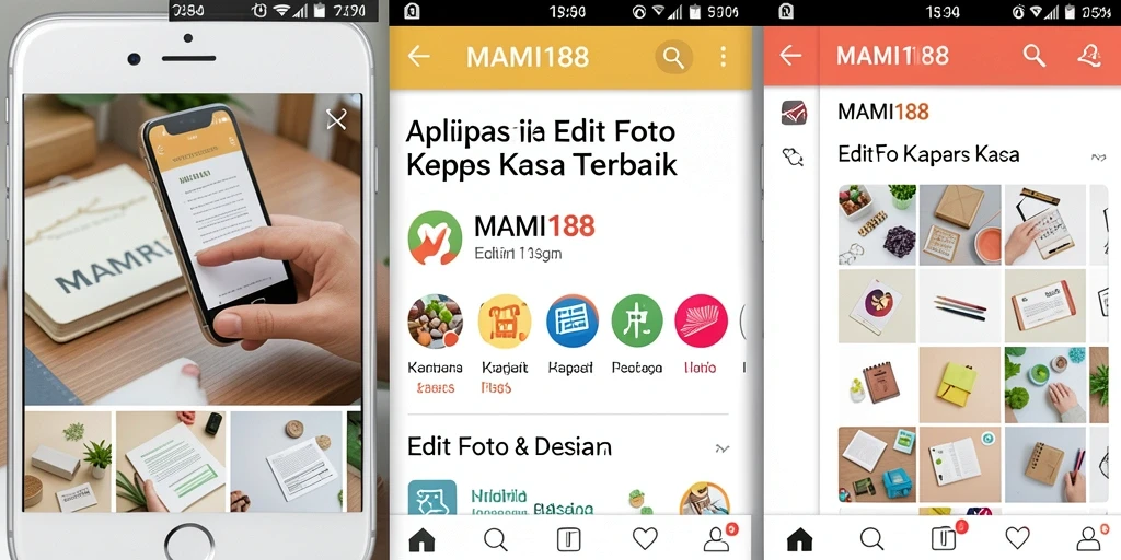 Antarmuka aplikasi MAMI188 dengan efek Edit Foto Kertas Kaca.