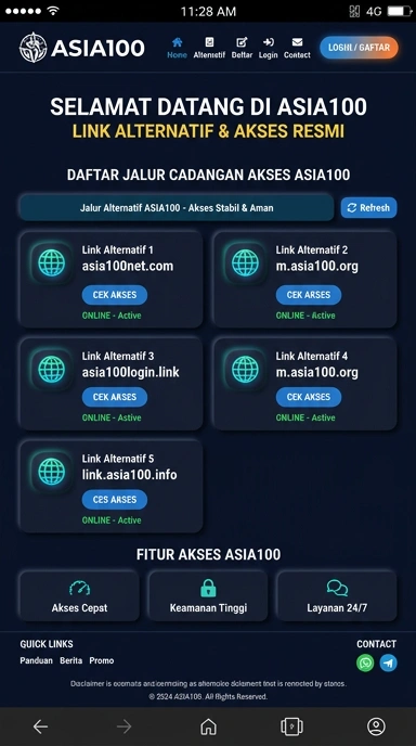 Tampilan link alternatif asia100