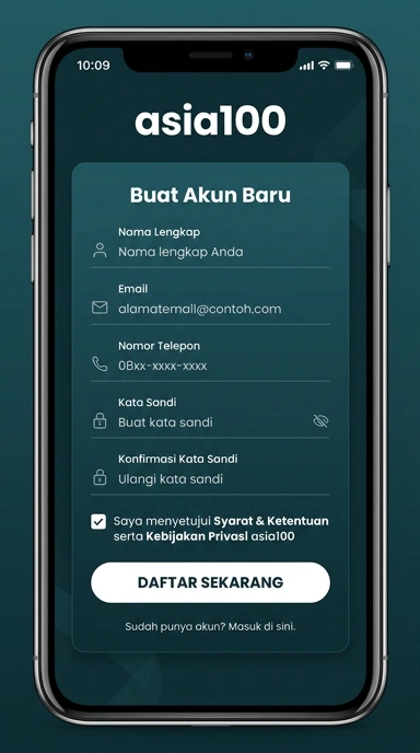 Tampilan halaman daftar asia100
