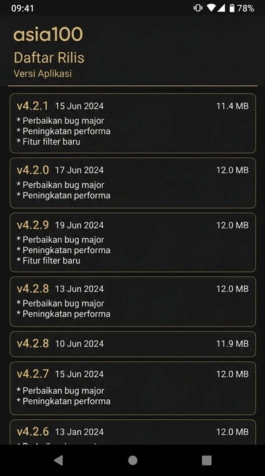 Tampilan riwayat versi asia100